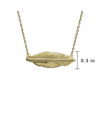 Bling Jewelry Native American Style Bohemian Boho Sideways Diagonal Feather Leaf Pendant Necklace Gold Plated .925 Sterling Silver