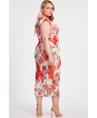 Quiz Plus One Shoulder Mesh Maxi Dress