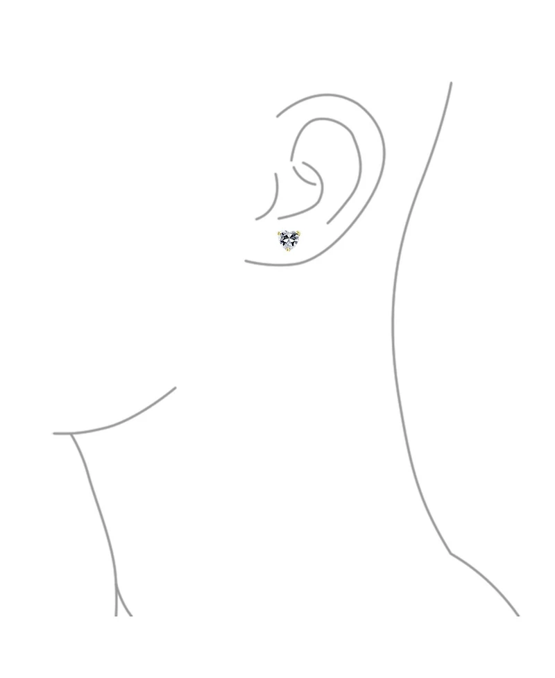 Bling Jewelry Set of 2 1CT Heart Shaped Cz Stud Earrings Rose Gold Plated Sterling Silver 7MM