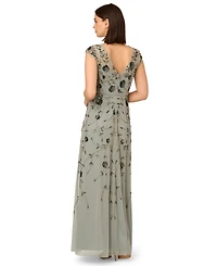 Adrianna Papell Women's V-Neck Beaded Mesh Dress