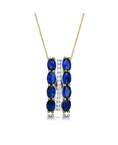 14K Gold Plated Red and White Cubic Zirconia Vertical Pendant Necklace