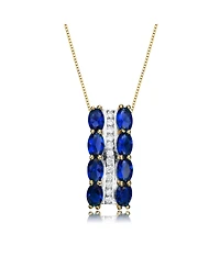 14K Gold Plated Red and White Cubic Zirconia Vertical Pendant Necklace