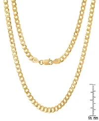 Steeltime Unisex 14K Gold Plated Diamond Cut Curb Link Chain Necklace