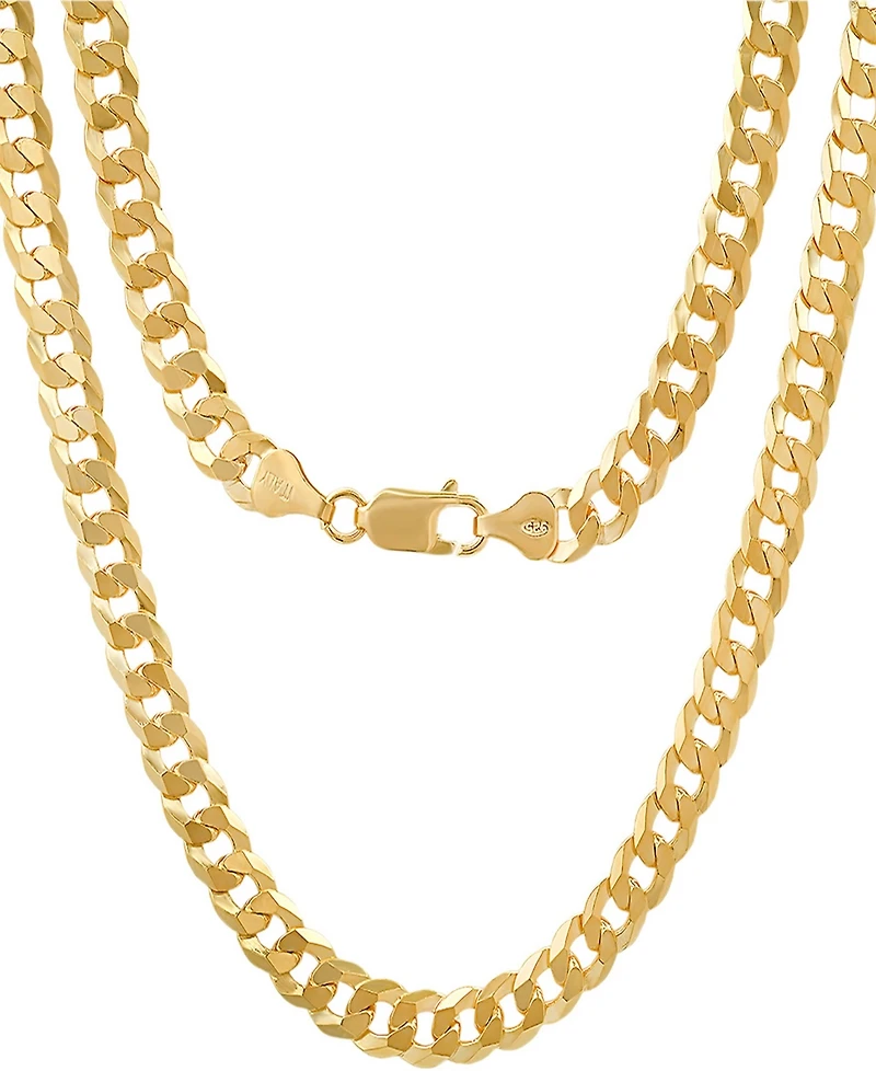 Steeltime Unisex 14K Gold Plated Cuban Superflat Link Necklace