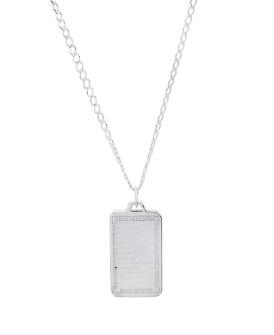 Steeltime Men's Sterling Silver Lords Prayer Dog Tag Pendant Necklace