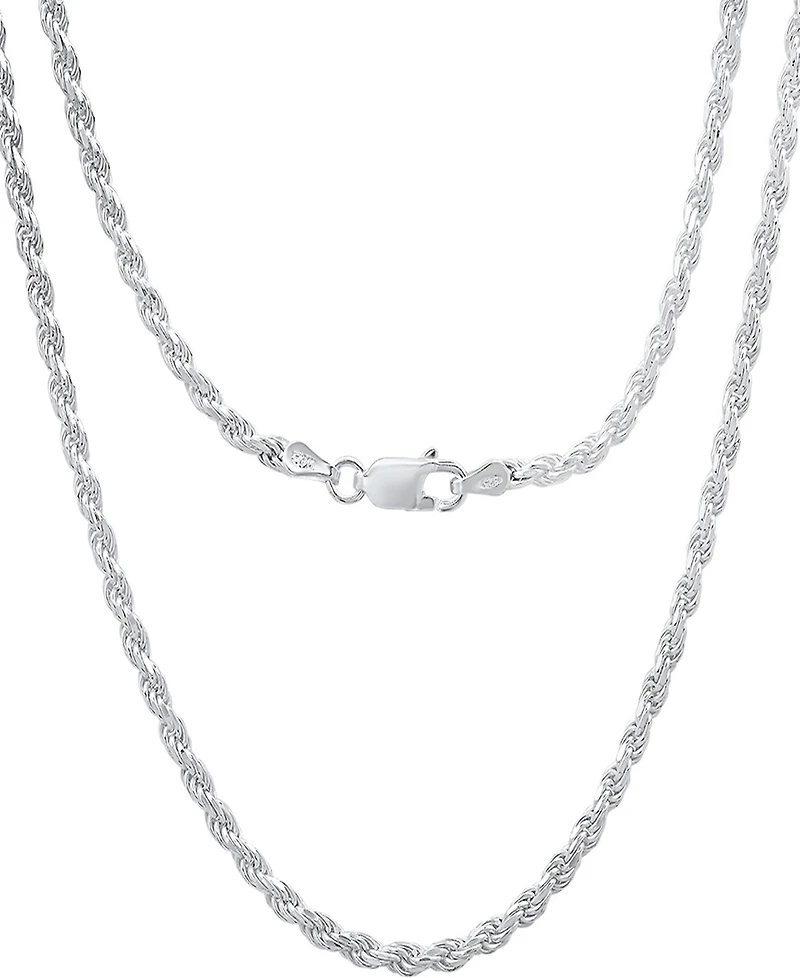 Steeltime Unisex Sterling Silver Rope Chain Necklace
