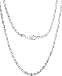 Steeltime Unisex Sterling Silver Rope Chain Necklace