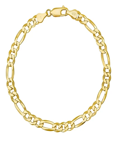 Steeltime Unisex 14K Gold Plated Sterling Silver 150 Figaro Super Flat 8.5" Bracelet