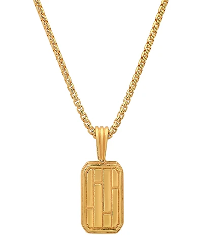 Steeltime Men's Dog Tag Brick Pendant Necklace