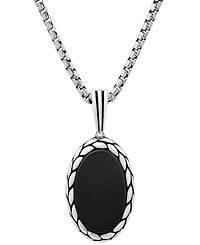 Steeltime Men's Simulated Black Onyx Oval Pendant Necklace