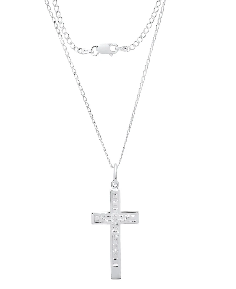 Steeltime Men's Sterling Silver Crucifix Paired Pendant Necklace