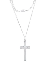 Steeltime Men's Sterling Silver Crucifix Paired Pendant Necklace