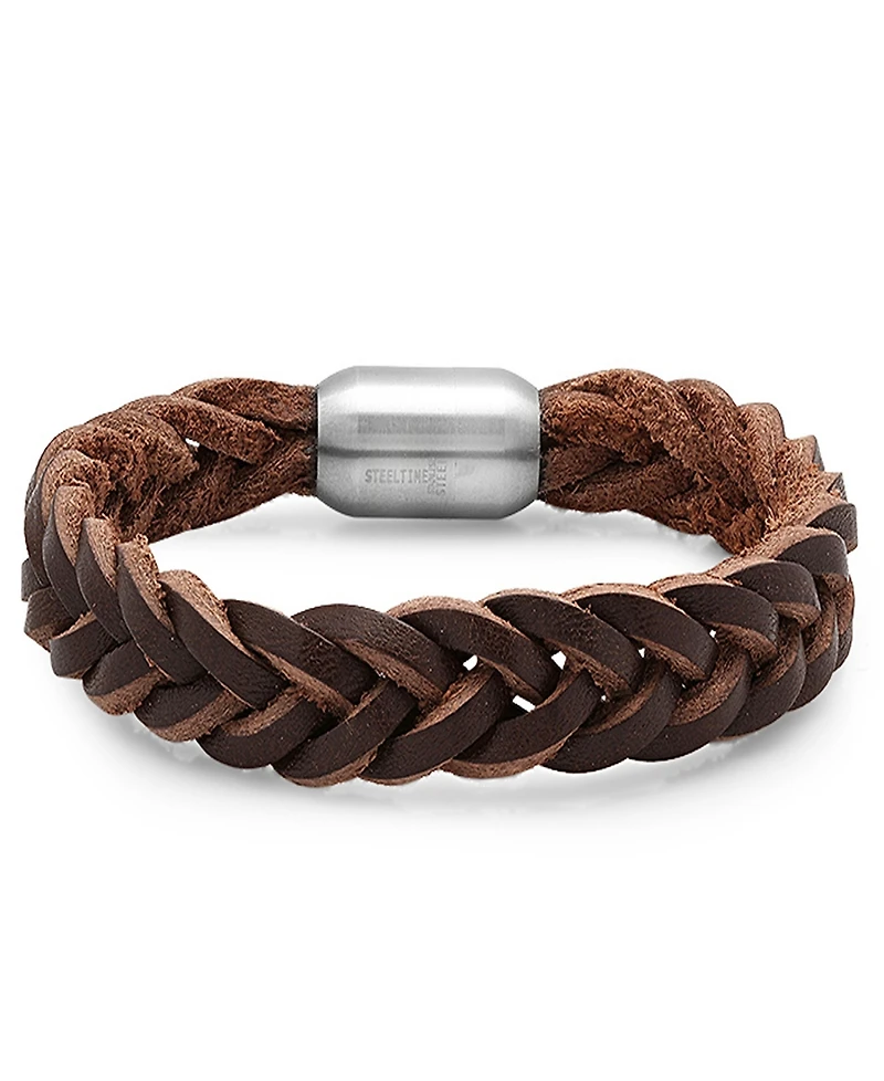 Steeltime Men's Braided Leather Bracelet