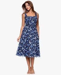 Xscape Women's Printed Square-Neck Sleeveless Dress