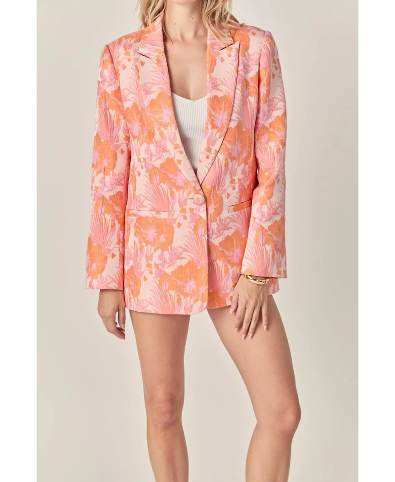 endless rose Women's Floral Jacquard Blazer