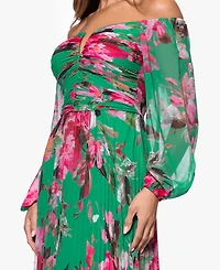 Xscape Women's Printed Long A-Line Dress