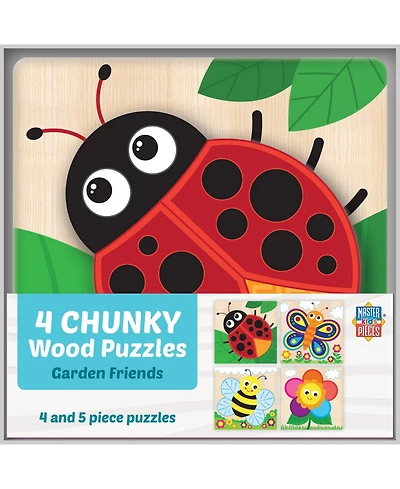 MasterPieces Garden Chunky Wood Puzzles 4 Pack for Kids