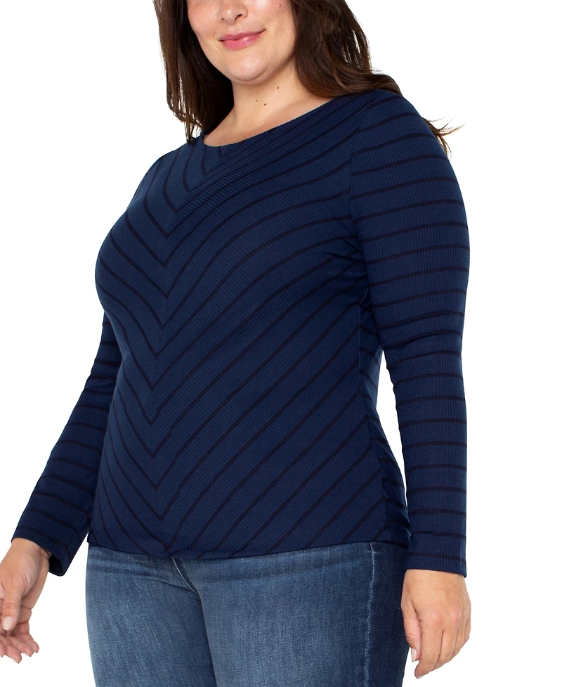 Liverpool Los Angeles Trendy Plus Striped Knit Top