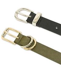 Steve Madden Classic Round Buckle & Roller-Buckle Belts, Set of 2