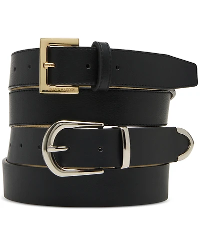 Steve Madden 1.18" Faux-Leather Belts, Set of 2
