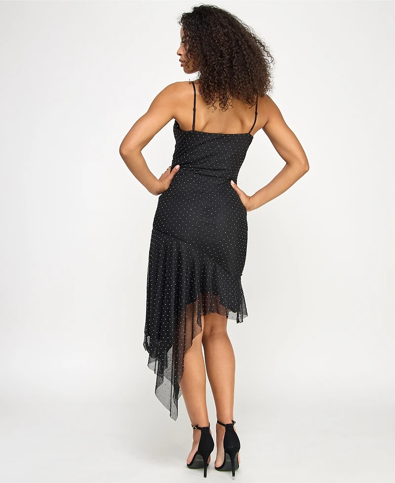 Katia Rae Juniors' Studded Asymmetrical-Hem Dress