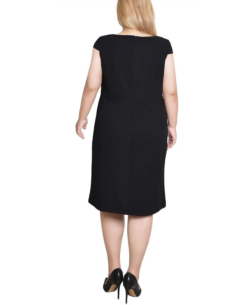 Ny Collection Plus Cap Sleeve Exposed Zipper Dress
