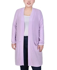 Ny Collection Plus Long Sleeve Knee Length Cardigan Sweater