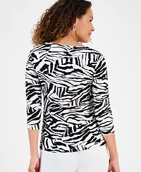 Jm Collection Petite Jacquard Scoop-Neck Top, Exclusively at Macy's