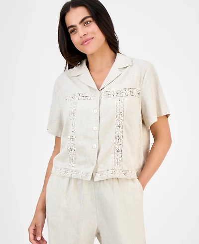 And Now This Petite Linen-Blend Camp Shirt, Exclusively at Macy's