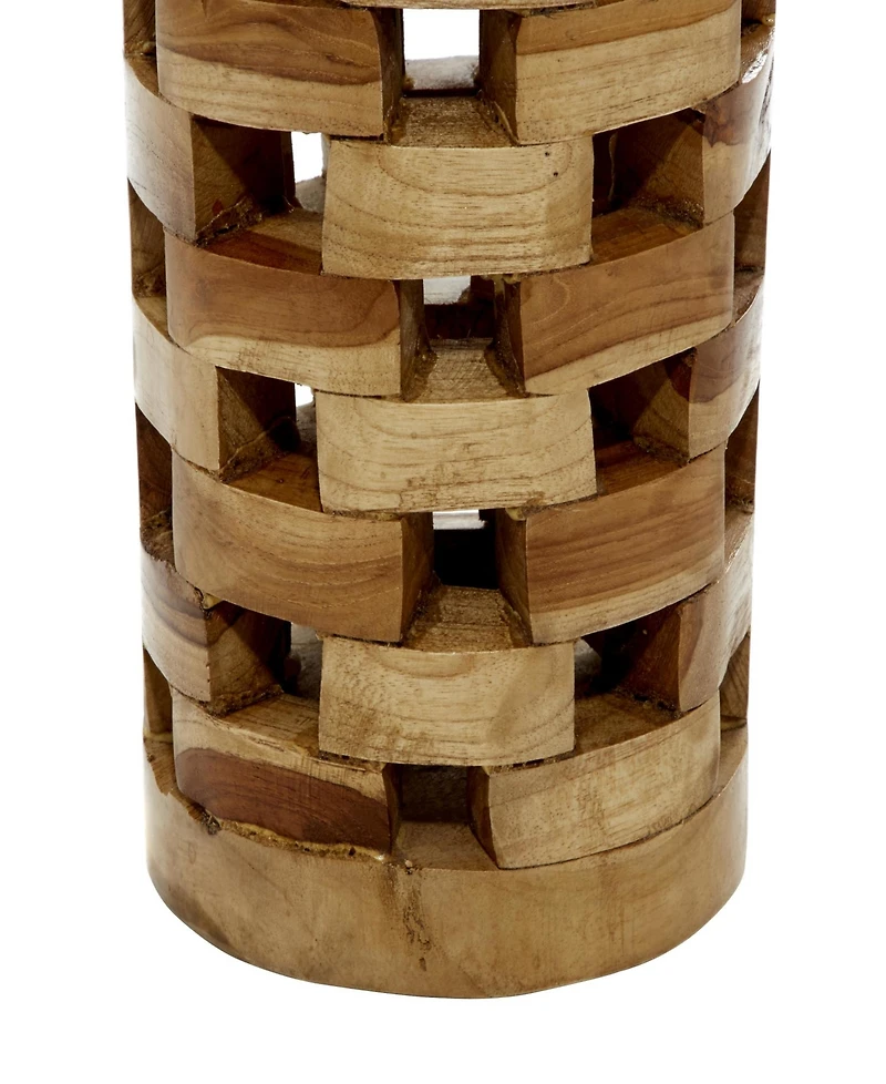 Rosemary Lane Teak Wood Contemporary Vase, Set of 2