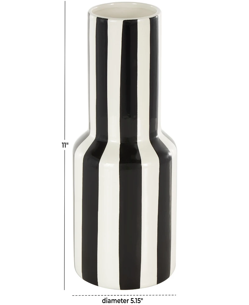 Rosemary Lane Ceramic 11" Rounded Striped Decorative Vase