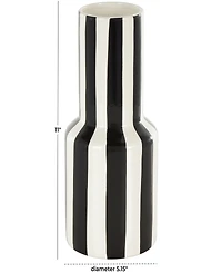 Rosemary Lane Ceramic 11" Rounded Striped Decorative Vase