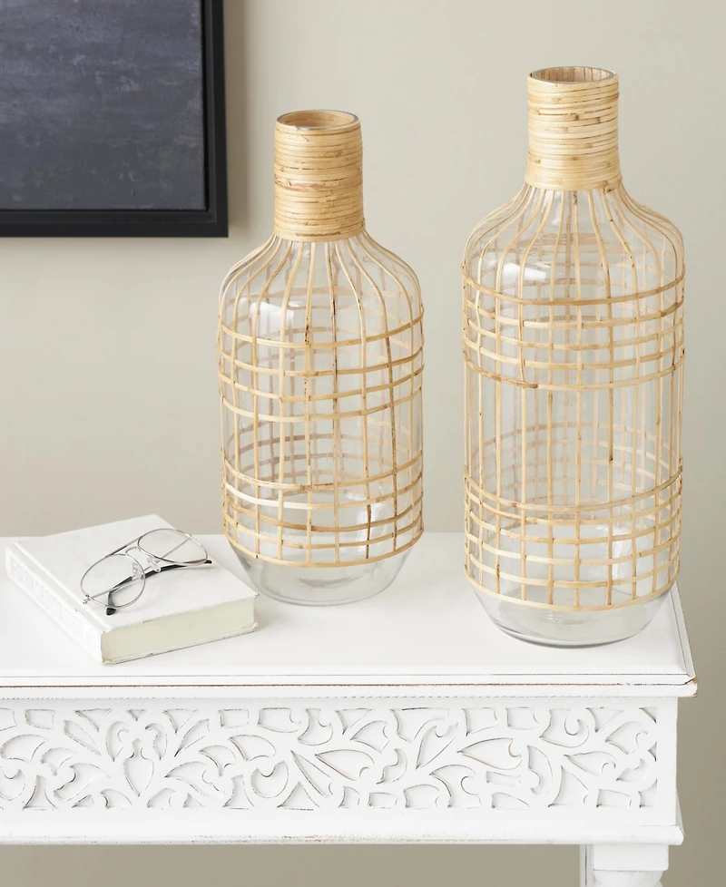 Rosemary Lane Glass Bohemian Vase, Set of 2