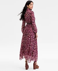 Halston Women's Printed Belted Maxi Dress