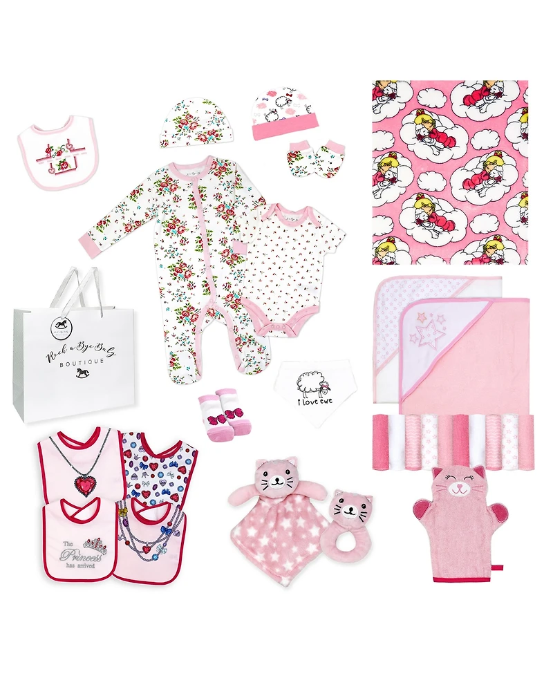 3 Stories Trading Baby Girls 28-Piece Essentials Shower Gift Bundle Set