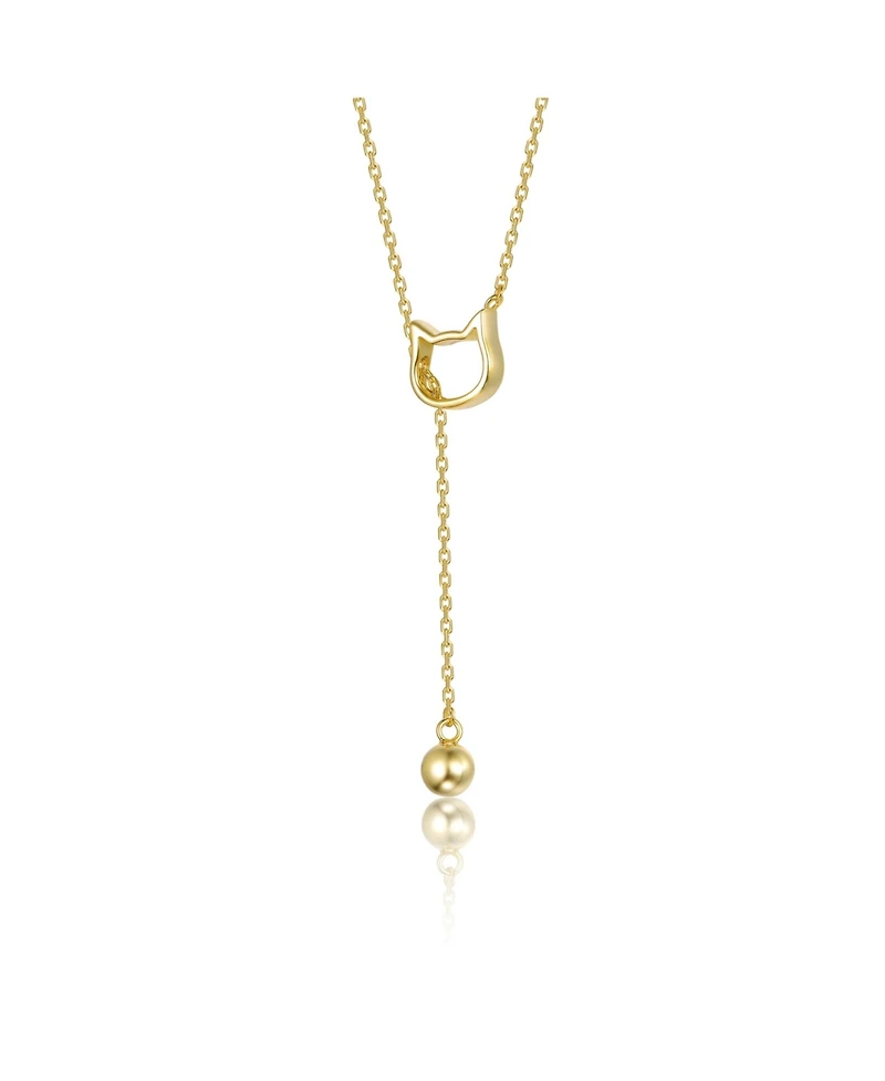 Kids 14K Gold Plated Cat Outline Pendant Necklace