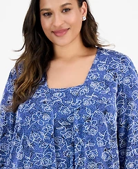 Alex Evenings Plus Printed Tank Top & Jacket Set