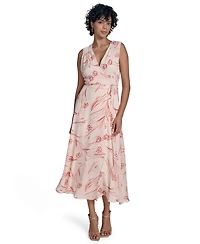 Calvin Klein Women's Sleeveless Chiffon Wrap A-Line Dress