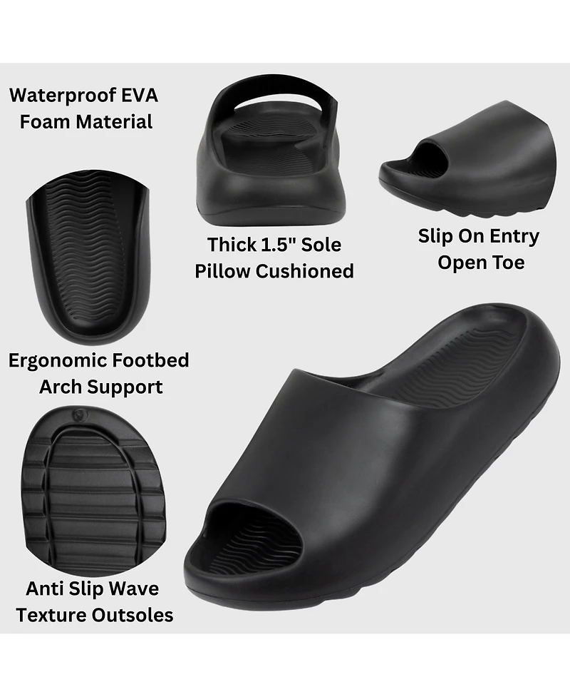 Alpine Swiss Men's Edgar Cloud Slides Ultra-Comfortable Arch Support Pillow Slippers Light Waterproof Non-Slip Recovery Sandals Shower Pool Gym Shoes