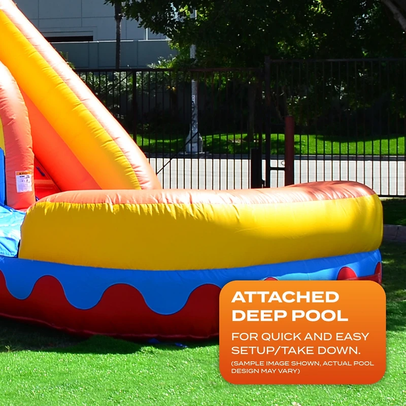 JumpOrange Commercial Grade Inflatable 14' Rainbow Cloud Xtreme Party Water Slide, 100% Pvc Vinyl With Air Blower