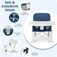 Slickblue Toddler Portable Booster Seat with Straps and Double Tray