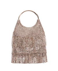 Nina 3-Tiered Crystal Mesh Ruffle Pouch Bag