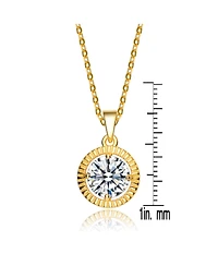 Cubic Zirconia Sterling Silver Gold Plated Classic Round Pendant