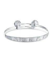 Bling Jewelry Jingle Bells Butterfly Bangle Bracelet Small Wrist 6.5 Inch .925 Sterling Silver Bells Silver Plated Adjustable