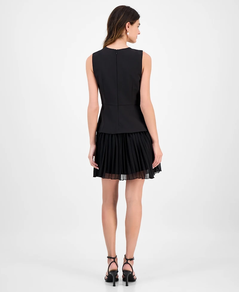 Sam Edelman Women's Mixed-Media Sleeveless Pleated Dress