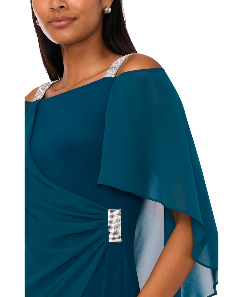 Msk Petite Ruched Cape Dress