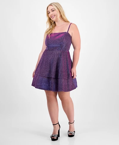 City Studios Trendy Plus Fit & Flare Glitter Dress