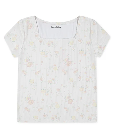 abercrombie kids Girls Pointelle Knit Square Neck T-Shirt