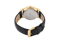 Peugeot Men's 40mm Vintage Black Dial Sun Moon Black Leather Strap Watch
