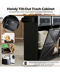 Volenca Rolling Kitchen Island with Trash Can Cabinet and Rubber Universal Wheels